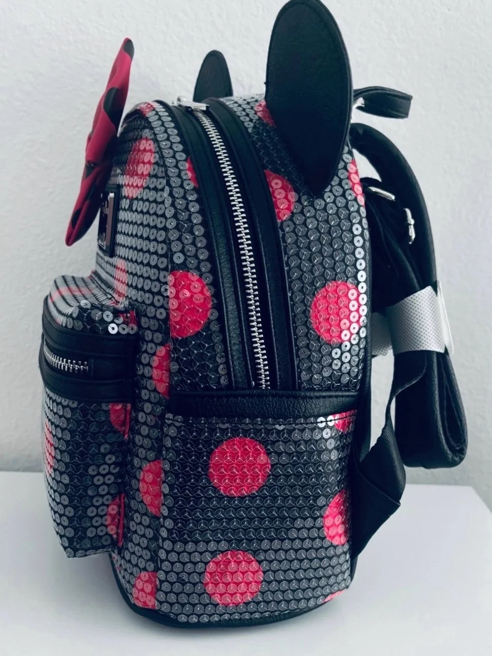 Disney Parks Minnie Mouse Sequined Polka Dot Loungefly Mini Backpack